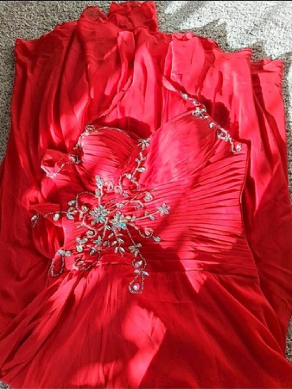 Vintage Embellished Red Gown With Slit